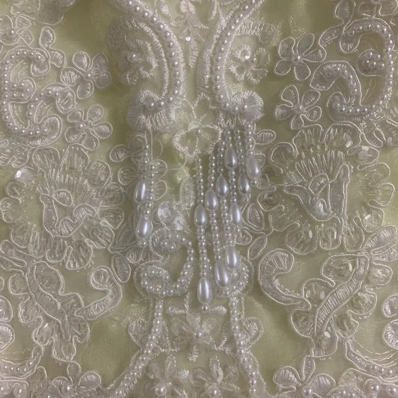 Vintage Kids Beaded Yellow and White Dress - Picture 4 of 12